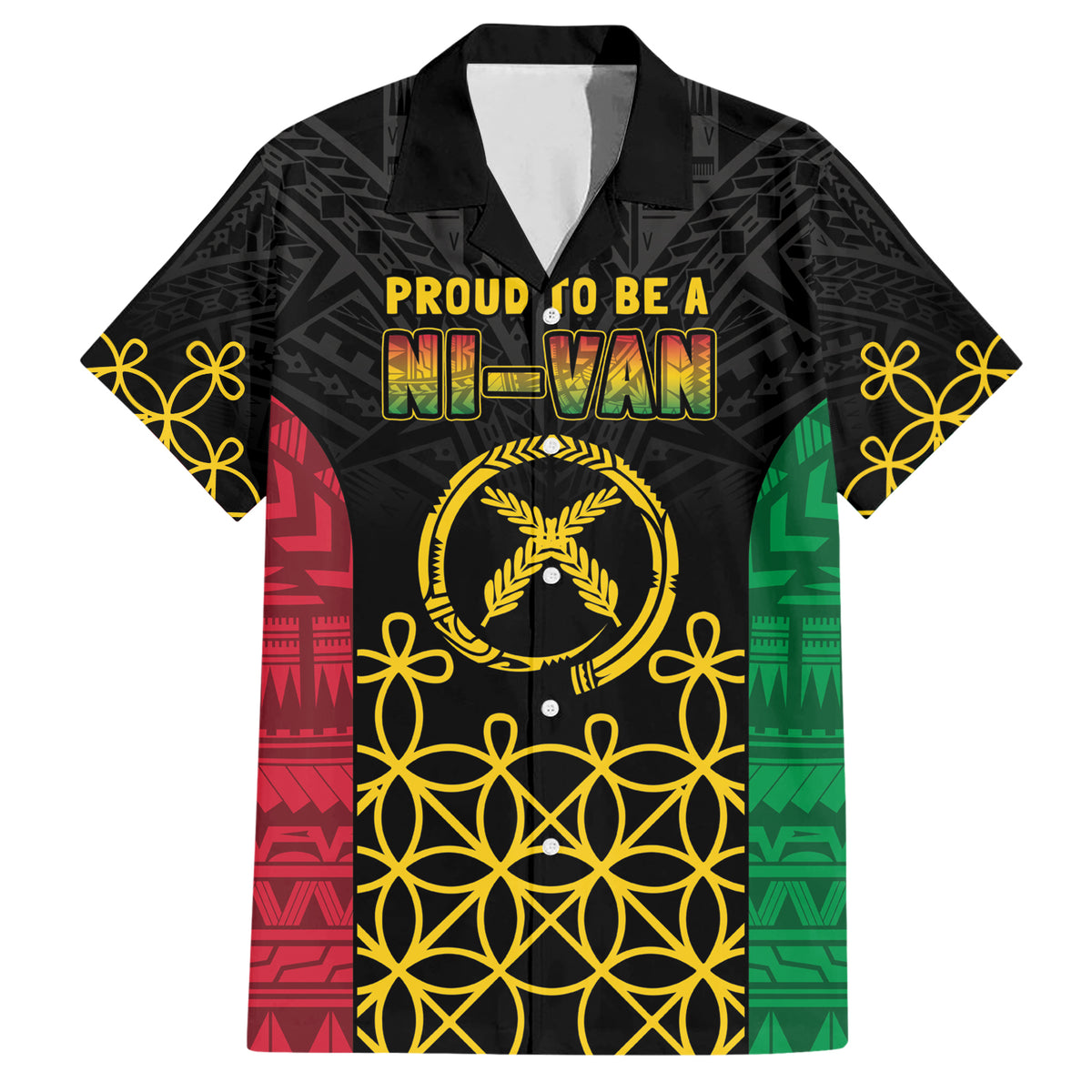 Vanuatu Indipendens Dei Family Matching Short Sleeve Bodycon Dress and Hawaiian Shirt Tribal Sand Drawing LT7 Dad's Shirt - Short Sleeve Colorful - Polynesian Pride