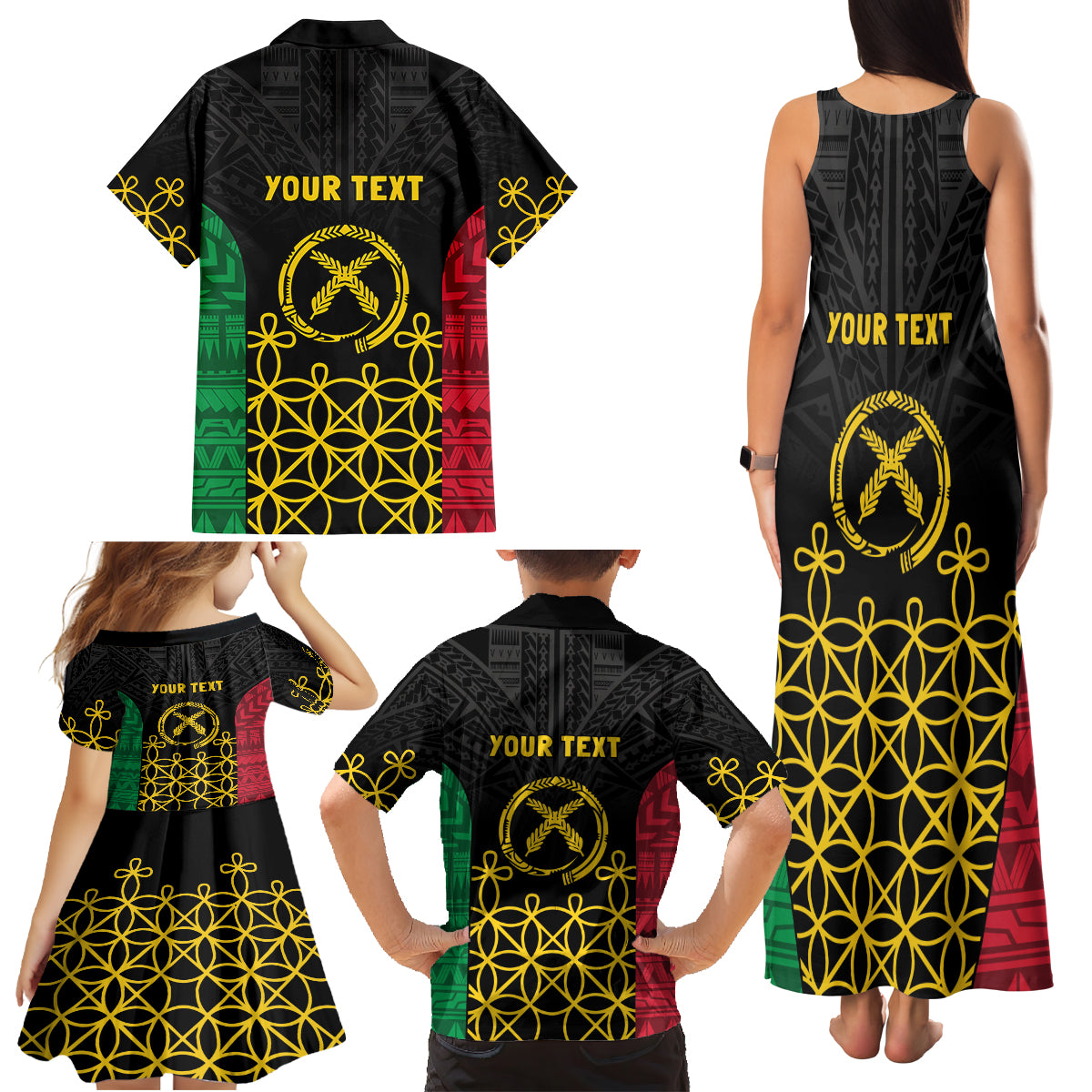 Vanuatu Indipendens Dei Family Matching Tank Maxi Dress and Hawaiian Shirt Tribal Sand Drawing LT7 - Polynesian Pride