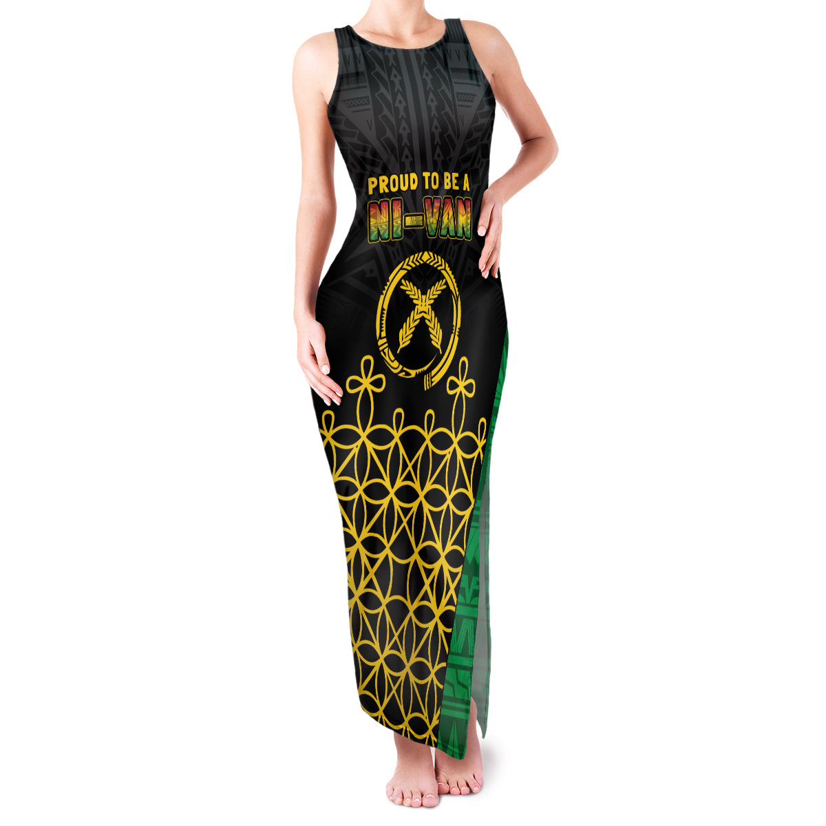 Vanuatu Indipendens Dei Family Matching Tank Maxi Dress and Hawaiian Shirt Tribal Sand Drawing LT7 Mom's Dress Colorful - Polynesian Pride