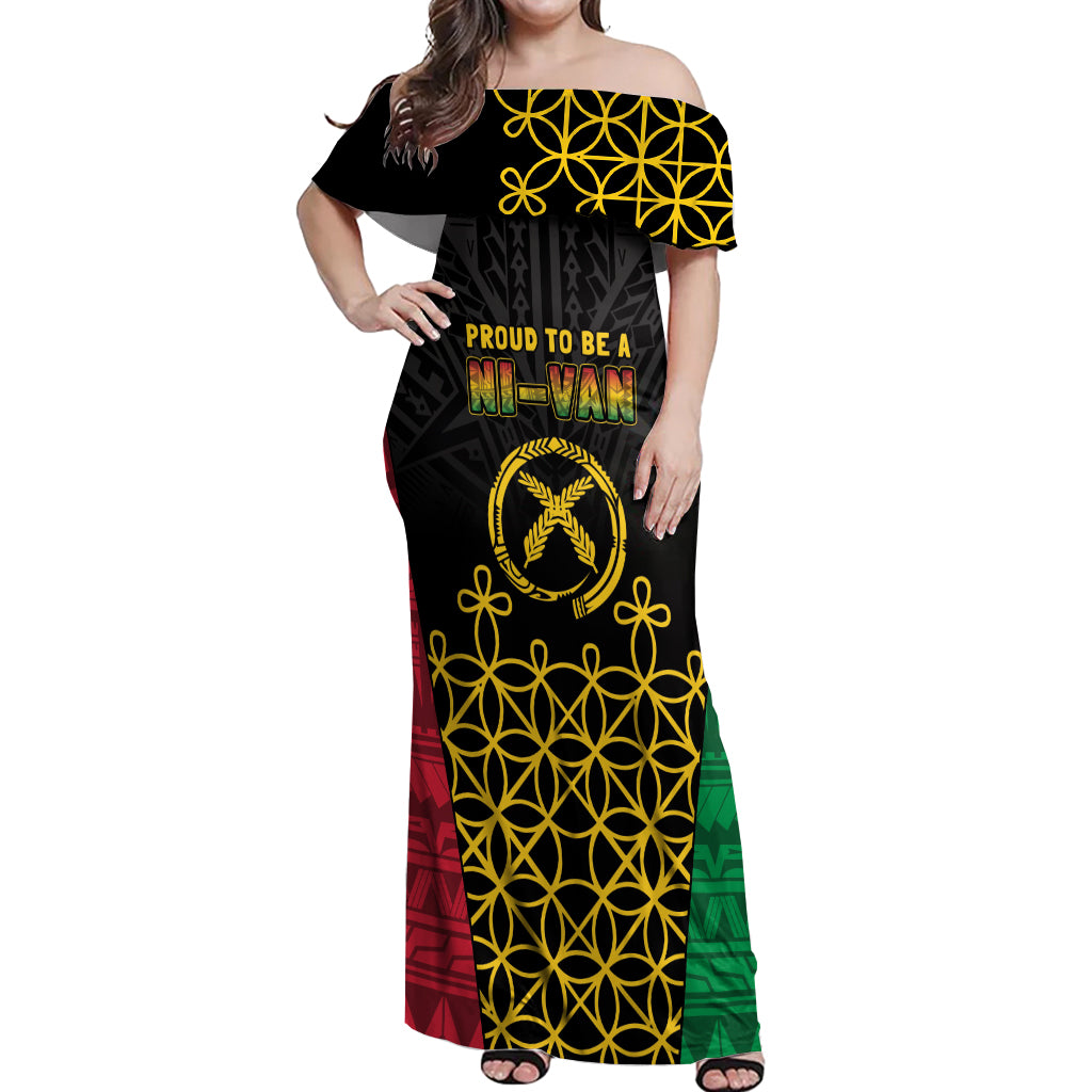 Vanuatu Indipendens Dei Off Shoulder Maxi Dress Tribal Sand Drawing