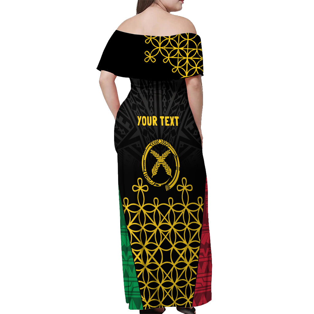 Vanuatu Indipendens Dei Off Shoulder Maxi Dress Tribal Sand Drawing