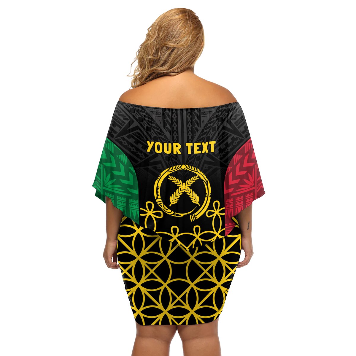 Vanuatu Indipendens Dei Off Shoulder Short Dress Tribal Sand Drawing