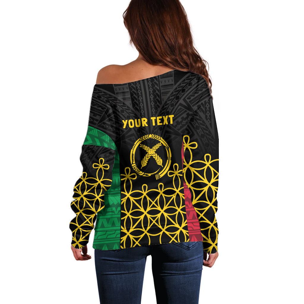 Vanuatu Indipendens Dei Off Shoulder Sweater Tribal Sand Drawing