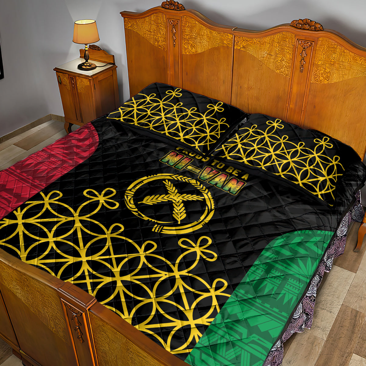 Vanuatu Indipendens Dei Quilt Bed Set Tribal Sand Drawing