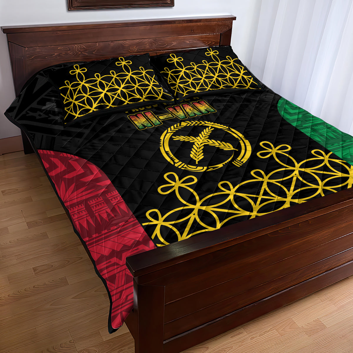 Vanuatu Indipendens Dei Quilt Bed Set Tribal Sand Drawing