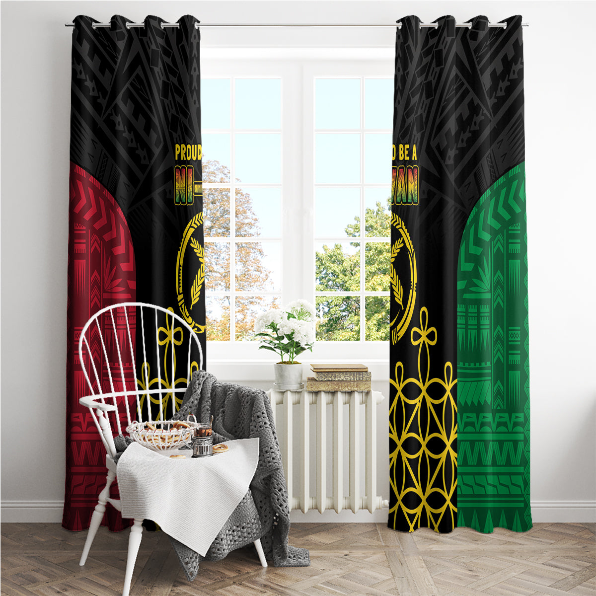 Vanuatu Indipendens Dei Window Curtain Tribal Sand Drawing