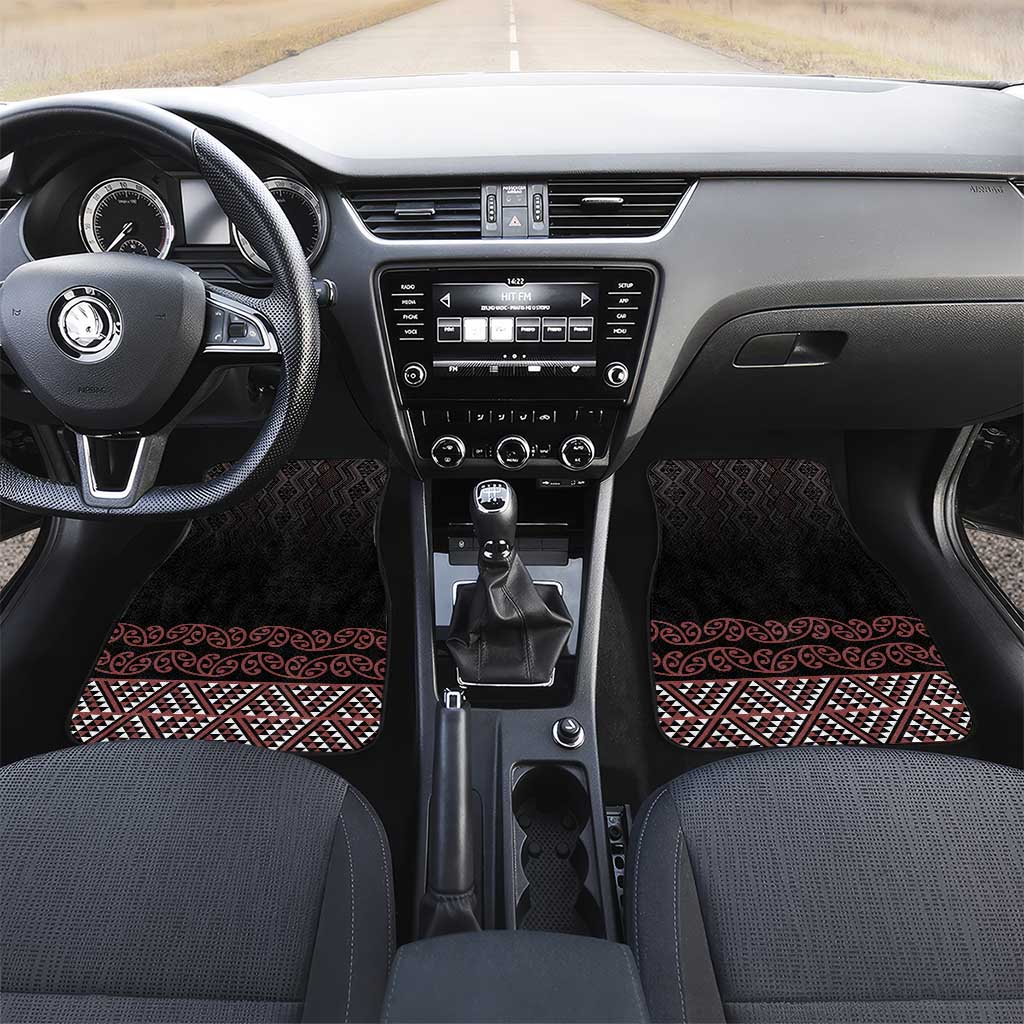 Maori Taniko Patterns Car Mats Brown Niho Taniwha Mix Paatiki Motifs