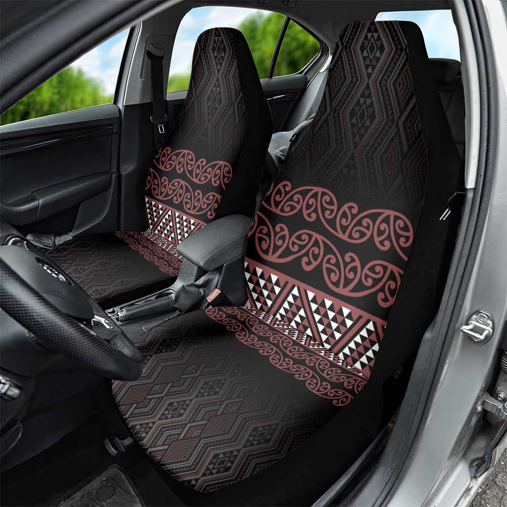 Maori Taniko Patterns Car Seat Cover Brown Niho Taniwha Mix Paatiki Motifs LT7 - Polynesian Pride