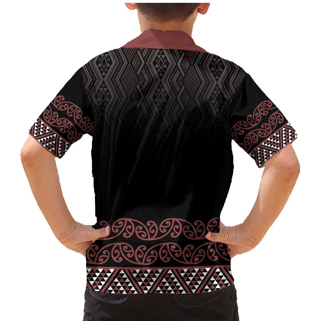 Maori Taniko Patterns Family Matching Mermaid Dress and Hawaiian Shirt Brown Niho Taniwha Mix Paatiki Motifs LT7 - Polynesian Pride