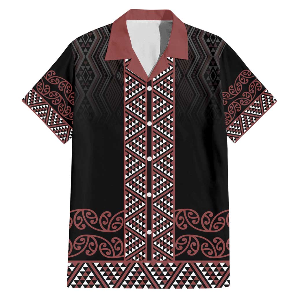 Maori Taniko Patterns Family Matching Mermaid Dress and Hawaiian Shirt Brown Niho Taniwha Mix Paatiki Motifs LT7 Dad's Shirt - Short Sleeve Brown - Polynesian Pride