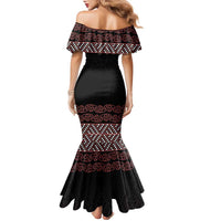 Maori Taniko Patterns Family Matching Mermaid Dress and Hawaiian Shirt Brown Niho Taniwha Mix Paatiki Motifs LT7 - Polynesian Pride