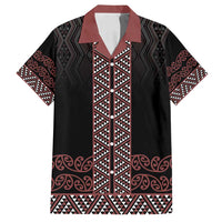 Maori Taniko Patterns Family Matching Tank Maxi Dress and Hawaiian Shirt Brown Niho Taniwha Mix Paatiki Motifs LT7 Dad's Shirt - Short Sleeve Brown - Polynesian Pride