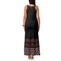 Maori Taniko Patterns Family Matching Tank Maxi Dress and Hawaiian Shirt Brown Niho Taniwha Mix Paatiki Motifs LT7 - Polynesian Pride
