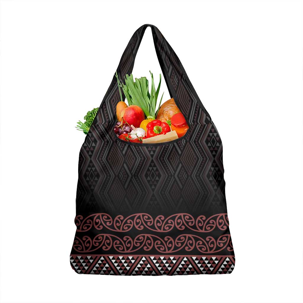 Maori Taniko Patterns Grocery Bag Brown Niho Taniwha Mix Paatiki Motifs LT7 1-pack One Size Brown - Polynesian Pride