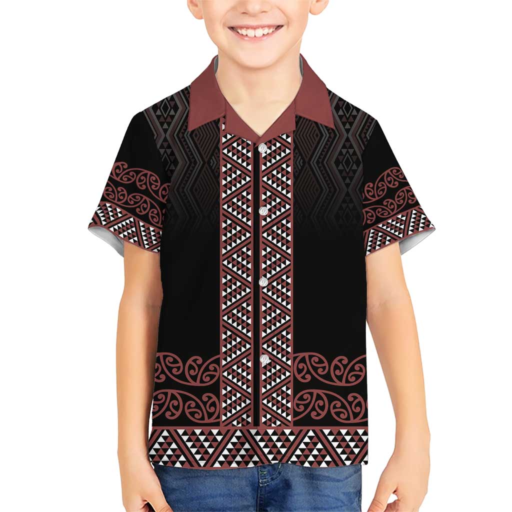 Maori Taniko Patterns Hawaiian Shirt Brown Niho Taniwha Mix Paatiki Motifs