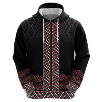 Maori Taniko Patterns Hoodie Brown Niho Taniwha Mix Paatiki Motifs LT7 - Polynesian Pride