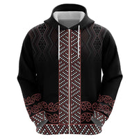 Maori Taniko Patterns Hoodie Brown Niho Taniwha Mix Paatiki Motifs LT7 - Polynesian Pride