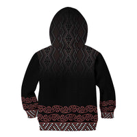 Maori Taniko Patterns Kid Hoodie Brown Niho Taniwha Mix Paatiki Motifs LT7 - Polynesian Pride