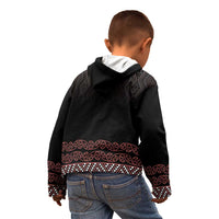Maori Taniko Patterns Kid Hoodie Brown Niho Taniwha Mix Paatiki Motifs LT7 - Polynesian Pride