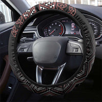 Maori Taniko Patterns Steering Wheel Cover Brown Niho Taniwha Mix Paatiki Motifs LT7 - Polynesian Pride