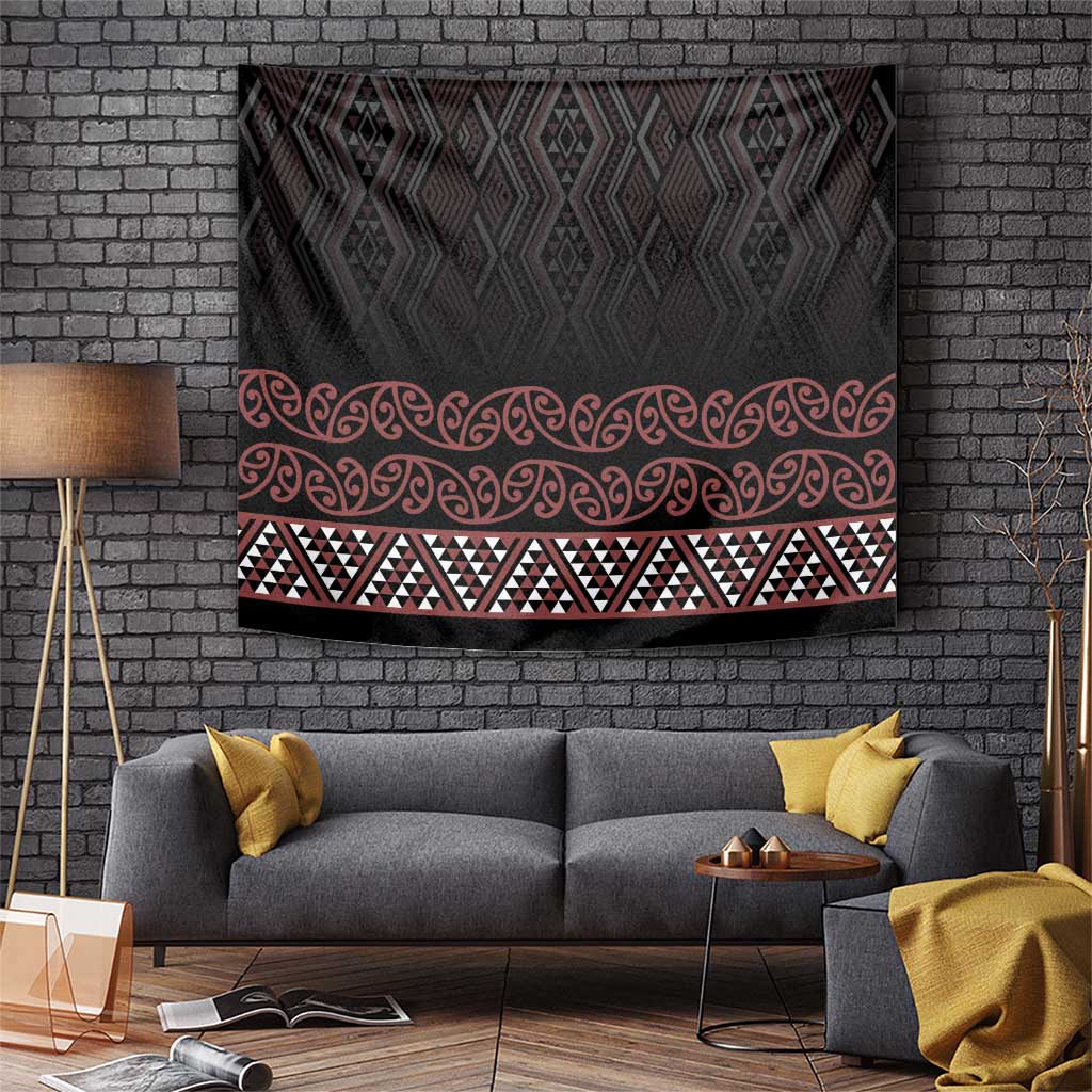 Maori Taniko Patterns Tapestry Brown Niho Taniwha Mix Paatiki Motifs LT7 Brown - Polynesian Pride