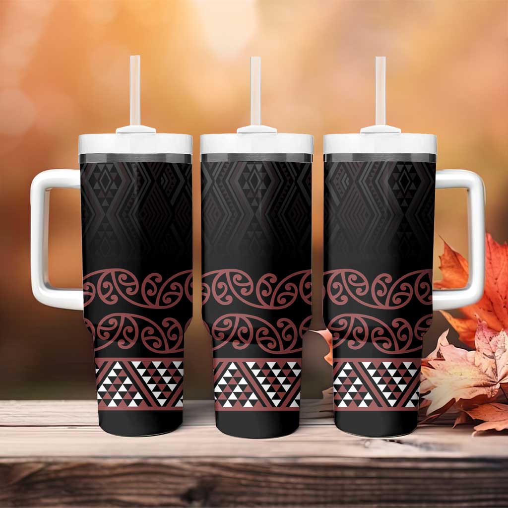 Maori Taniko Patterns Tumbler With Handle Brown Niho Taniwha Mix Paatiki Motifs