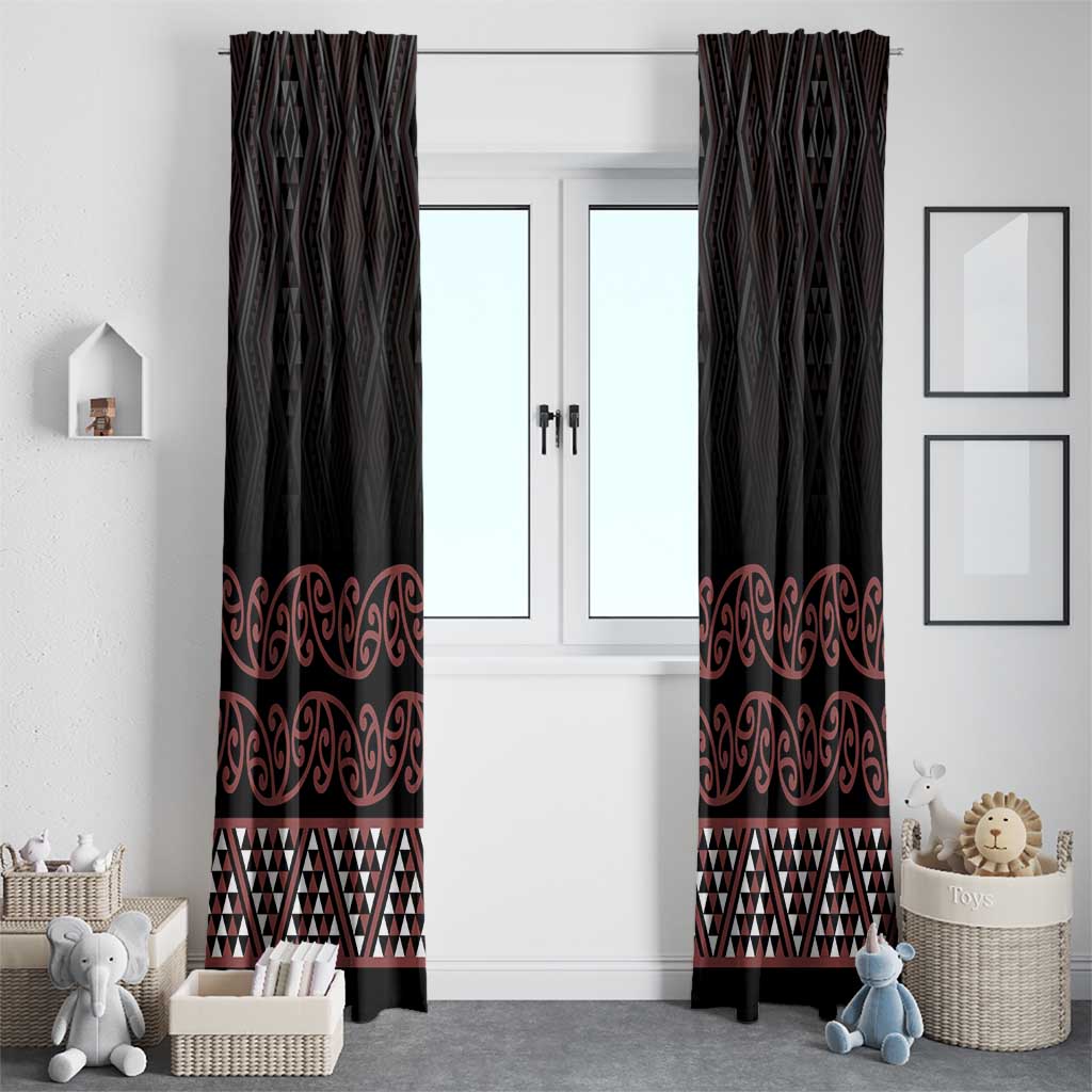 Maori Taniko Patterns Window Curtain Brown Niho Taniwha Mix Paatiki Motifs