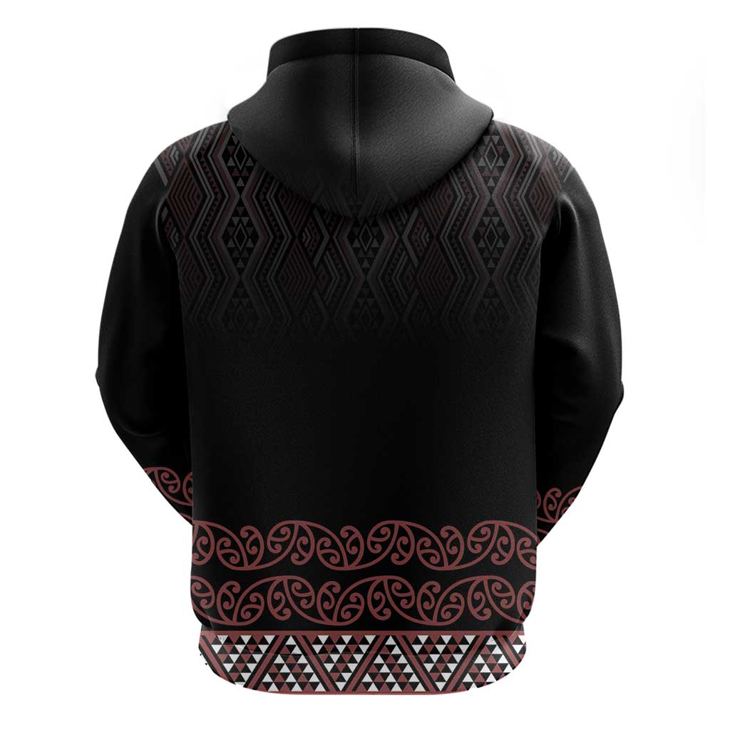 Maori Taniko Patterns Zip Hoodie Brown Niho Taniwha Mix Paatiki Motifs LT7 - Polynesian Pride