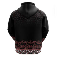Maori Taniko Patterns Zip Hoodie Brown Niho Taniwha Mix Paatiki Motifs LT7 - Polynesian Pride