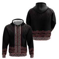 Maori Taniko Patterns Zip Hoodie Brown Niho Taniwha Mix Paatiki Motifs LT7 - Polynesian Pride