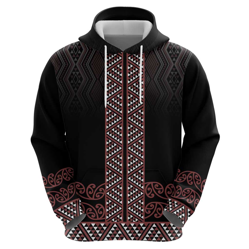 Maori Taniko Patterns Zip Hoodie Brown Niho Taniwha Mix Paatiki Motifs LT7 - Polynesian Pride