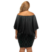 Maori Taniko Patterns Family Matching Off Shoulder Short Dress and Hawaiian Shirt Pounamu Niho Taniwha Mix Paatiki Motifs LT7 - Polynesian Pride