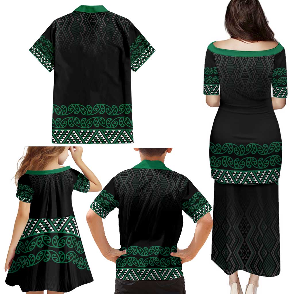 Maori Taniko Patterns Family Matching Puletasi and Hawaiian Shirt Pounamu Niho Taniwha Mix Paatiki Motifs LT7 - Polynesian Pride