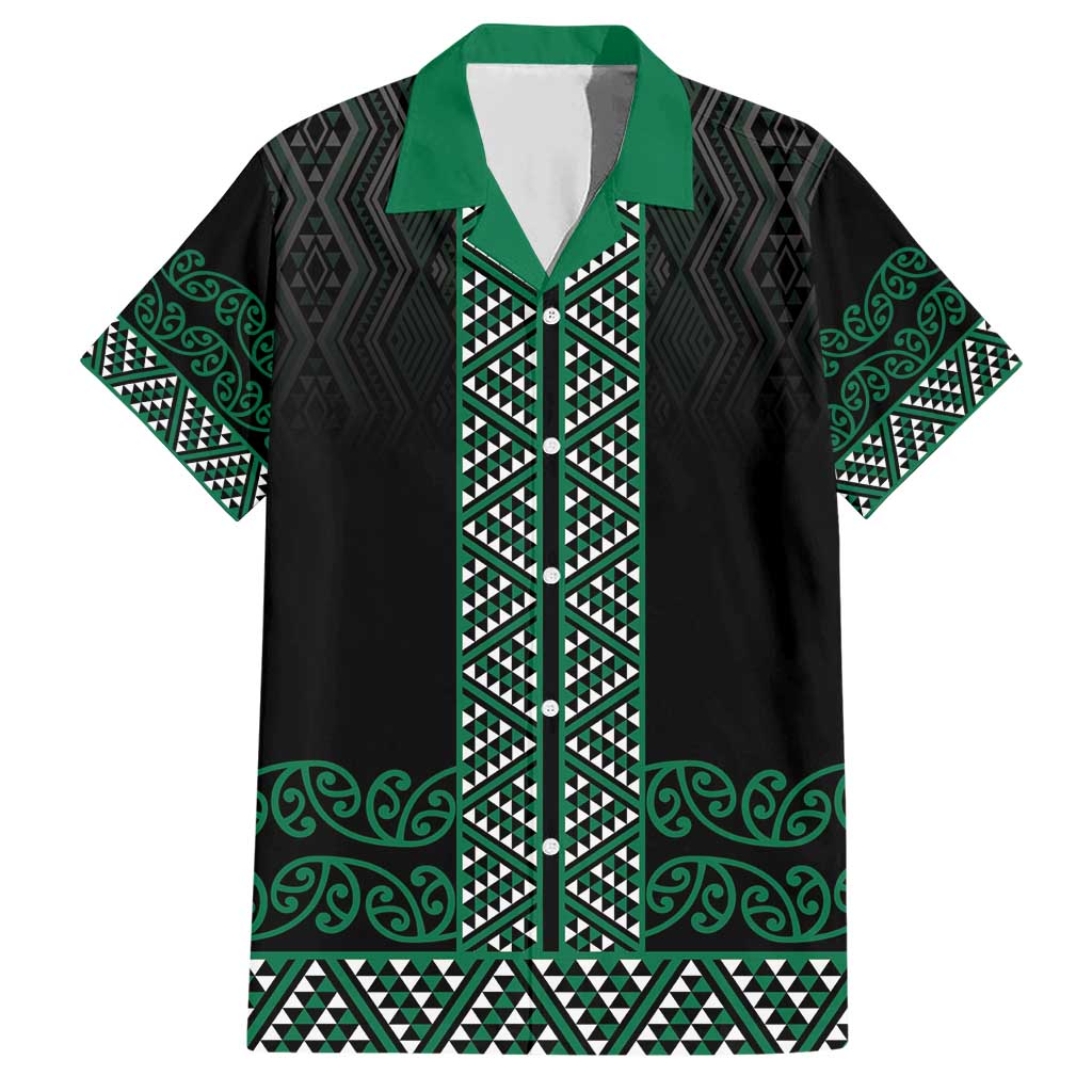 Maori Taniko Patterns Family Matching Short Sleeve Bodycon Dress and Hawaiian Shirt Pounamu Niho Taniwha Mix Paatiki Motifs LT7 Dad's Shirt - Short Sleeve Green - Polynesian Pride