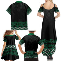 Maori Taniko Patterns Family Matching Summer Maxi Dress and Hawaiian Shirt Pounamu Niho Taniwha Mix Paatiki Motifs LT7 - Polynesian Pride