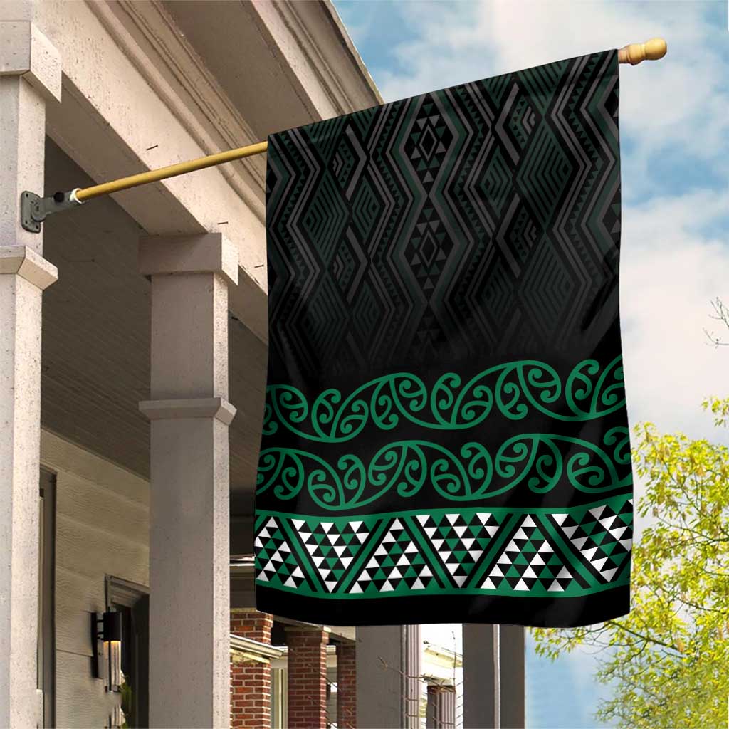 Maori Taniko Patterns Garden Flag Pounamu Niho Taniwha Mix Paatiki Motifs LT7 House Flag Green - Polynesian Pride