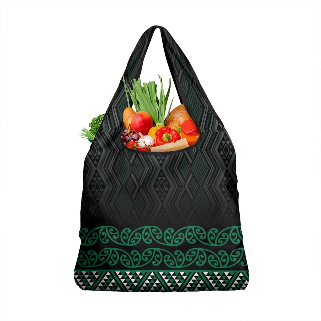 Maori Taniko Patterns Grocery Bag Pounamu Niho Taniwha Mix Paatiki Motifs LT7 1-pack One Size Green - Polynesian Pride