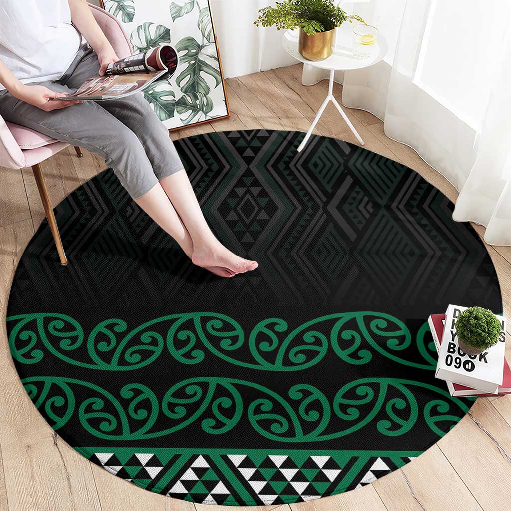 Maori Taniko Patterns Round Carpet Pounamu Niho Taniwha Mix Paatiki Motifs LT7 - Polynesian Pride