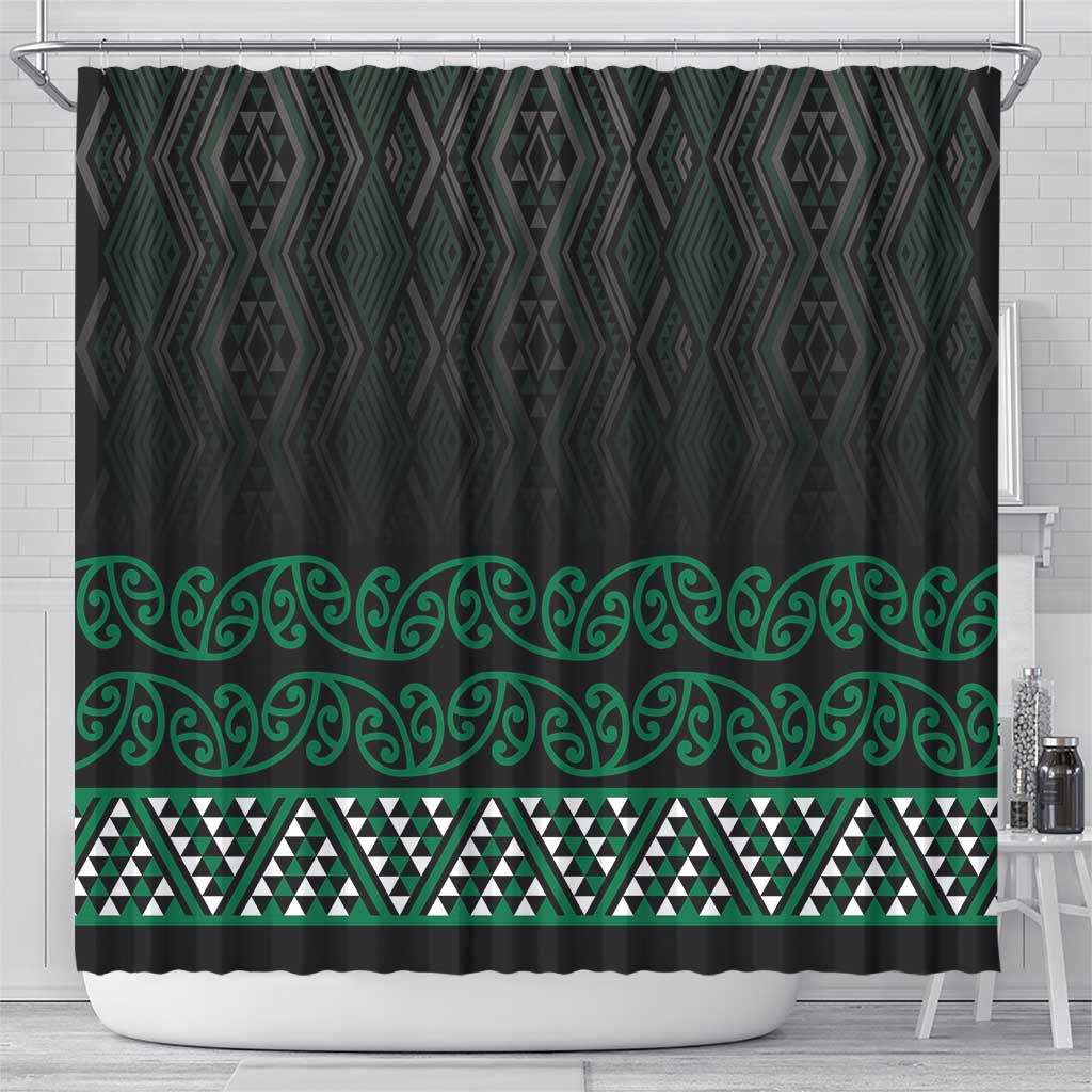 Maori Taniko Patterns Shower Curtain Pounamu Niho Taniwha Mix Paatiki Motifs LT7 - Polynesian Pride