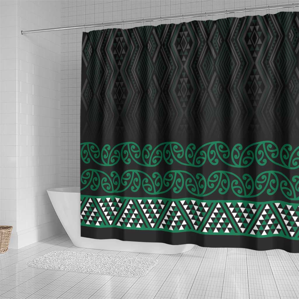 Maori Taniko Patterns Shower Curtain Pounamu Niho Taniwha Mix Paatiki Motifs LT7 - Polynesian Pride