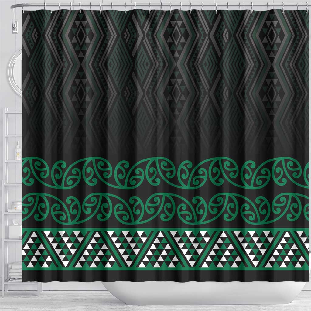 Maori Taniko Patterns Shower Curtain Pounamu Niho Taniwha Mix Paatiki Motifs LT7 - Polynesian Pride
