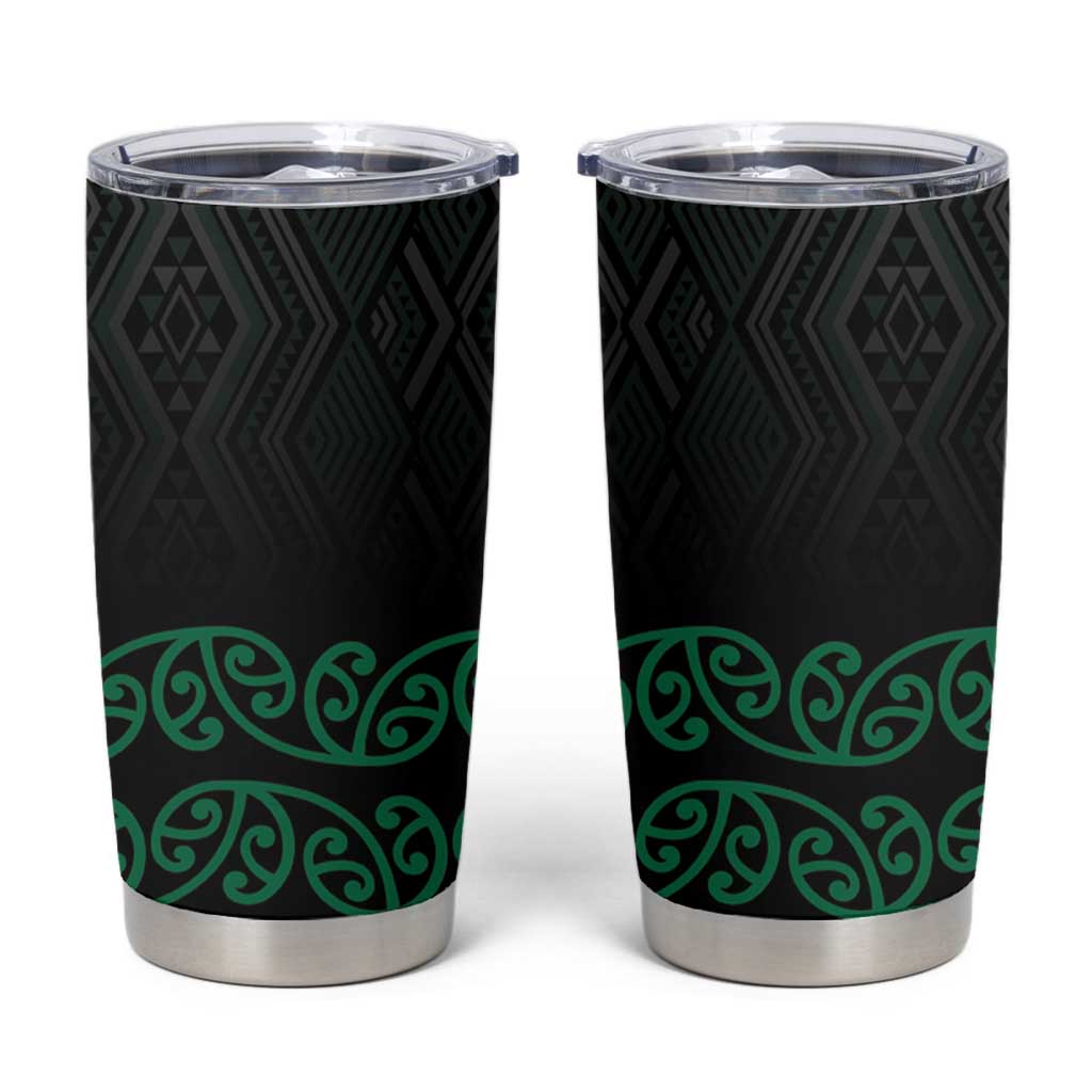 Maori Taniko Patterns Tumbler Cup Pounamu Niho Taniwha Mix Paatiki Motifs LT7 Green - Polynesian Pride