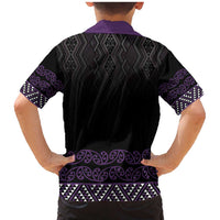 Maori Taniko Patterns Family Matching Mermaid Dress and Hawaiian Shirt Purple Niho Taniwha Mix Paatiki Motifs LT7 - Polynesian Pride