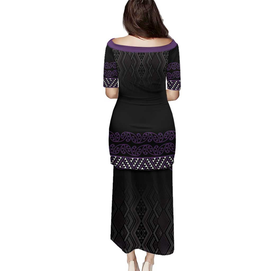 Maori Taniko Patterns Family Matching Puletasi and Hawaiian Shirt Purple Niho Taniwha Mix Paatiki Motifs LT7 - Polynesian Pride