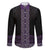 Maori Taniko Patterns Family Matching Short Sleeve Bodycon Dress and Hawaiian Shirt Purple Niho Taniwha Mix Paatiki Motifs