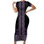 Maori Taniko Patterns Family Matching Short Sleeve Bodycon Dress and Hawaiian Shirt Purple Niho Taniwha Mix Paatiki Motifs
