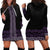 Maori Taniko Patterns Hoodie Dress Purple Niho Taniwha Mix Paatiki Motifs