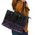 Maori Taniko Patterns Leather Tote Bag Purple Niho Taniwha Mix Paatiki Motifs
