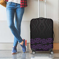 Maori Taniko Patterns Luggage Cover Purple Niho Taniwha Mix Paatiki Motifs