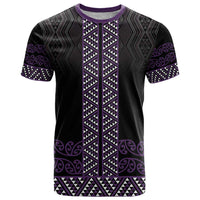 Maori Taniko Patterns T Shirt Purple Niho Taniwha Mix Paatiki Motifs LT7 Purple - Polynesian Pride